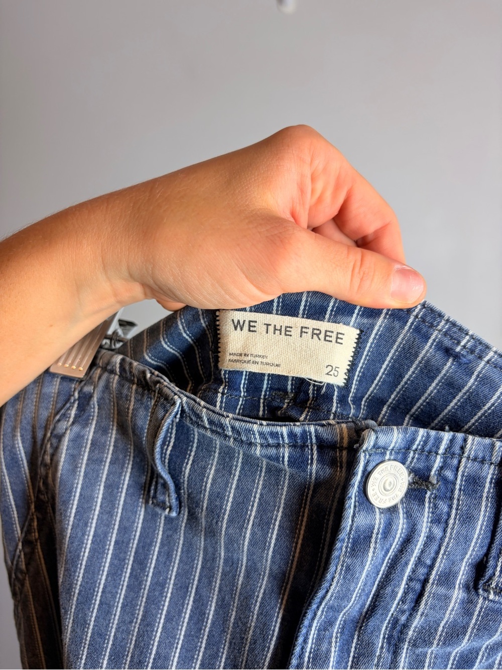 We The Free Blue Pinstripe Wide-Leg Jeans - Picture 5 of 13